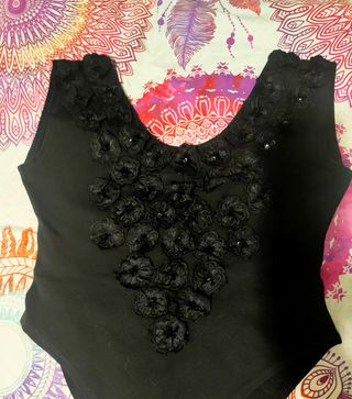 Body nero vintage floreale