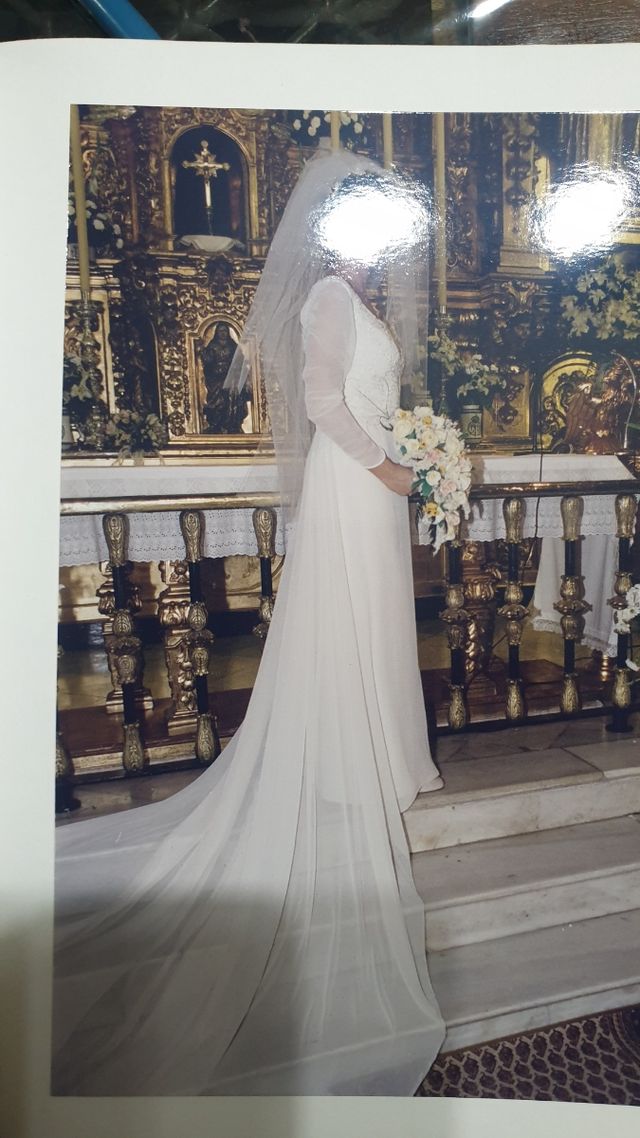 Vestido novia blanco encaje