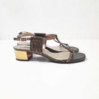 Lanvin/ Sandalias de tacón medio color cobre no39