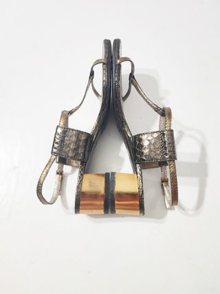 Lanvin/ Sandalias de tacón medio color cobre no39