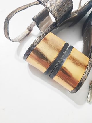 Lanvin/ Sandalias de tacón medio color cobre no39