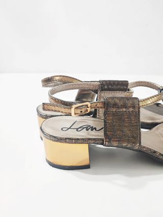 Lanvin/ Sandalias de tacón medio color cobre no39