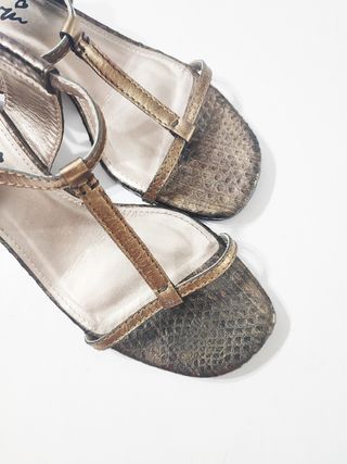 Lanvin/ Sandalias de tacón medio color cobre no39