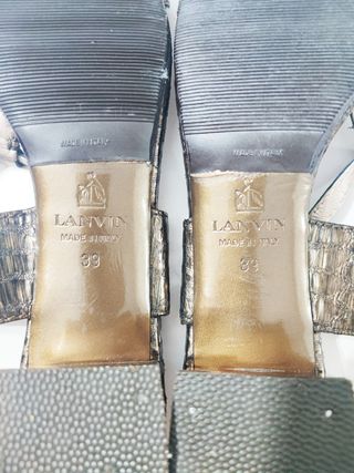 Lanvin/ Sandalias de tacón medio color cobre no39