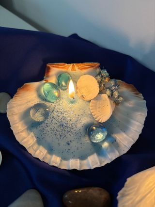Candela conchiglia blu | Decorazione mare Profumat