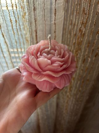 Candela Rosa Artigianale in cera vegetale profumat