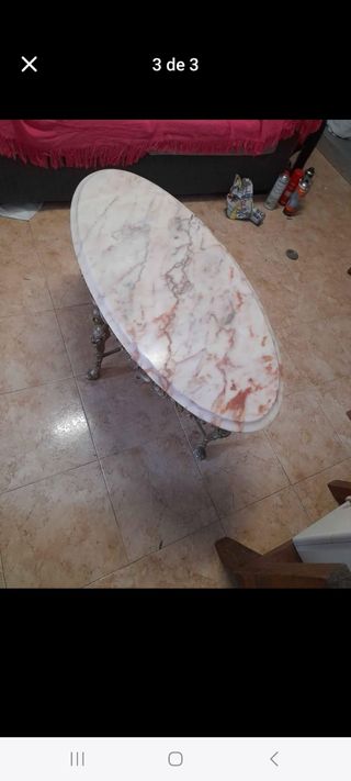 Mesa oval mármol rosa-blanca.con posibilidad de tr