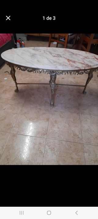 Mesa oval mármol rosa-blanca.con posibilidad de tr