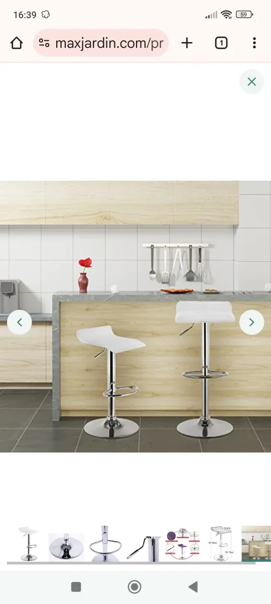 ✅2 Taburetes Altos cocina bar Blanco nuevos