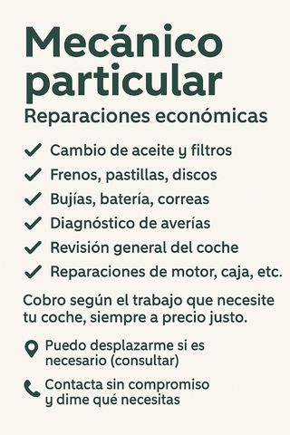 MECANICO PARTICULAR- REPARACIOMES ECONOMICAS