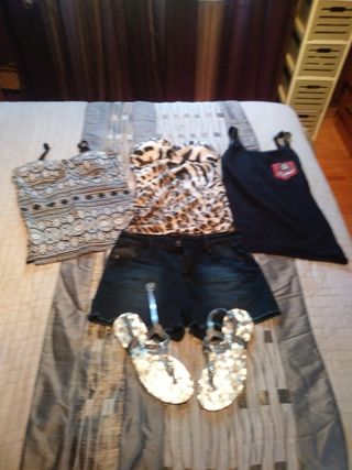 Tops y shorts mujer + sandalias