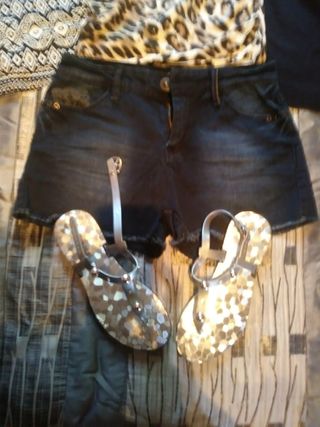Tops y shorts mujer + sandalias