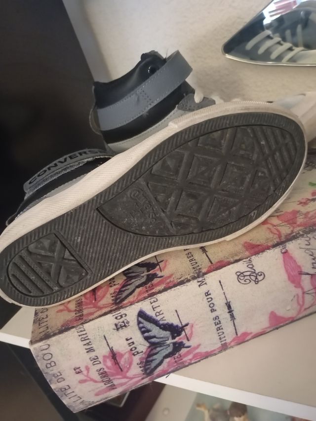 Converse grises - zapatillas altas talla 31,5.