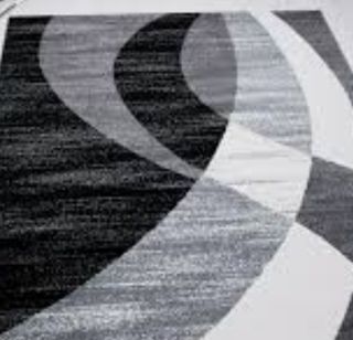Alfombra moderna de salón negra,gris, blanca