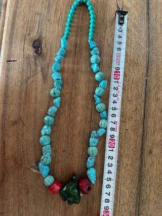 Collar turquesa | Coral rojo & verde