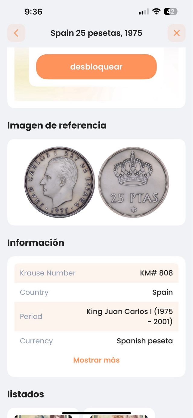 Moneda 25 Ptas antigua