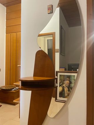 Specchio antico con mensole legno