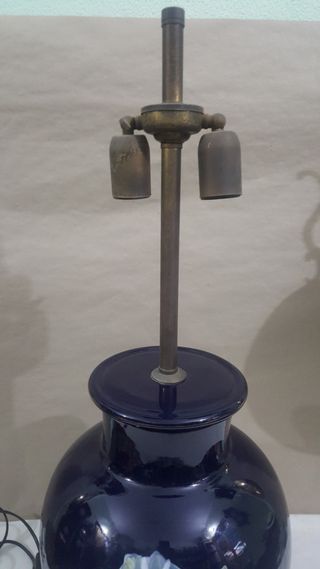 Lampara antigua cerámica azul