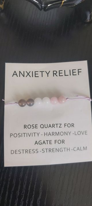 Oferta! Pulsera ansiedad-ágata, jade y cuarzo rosa