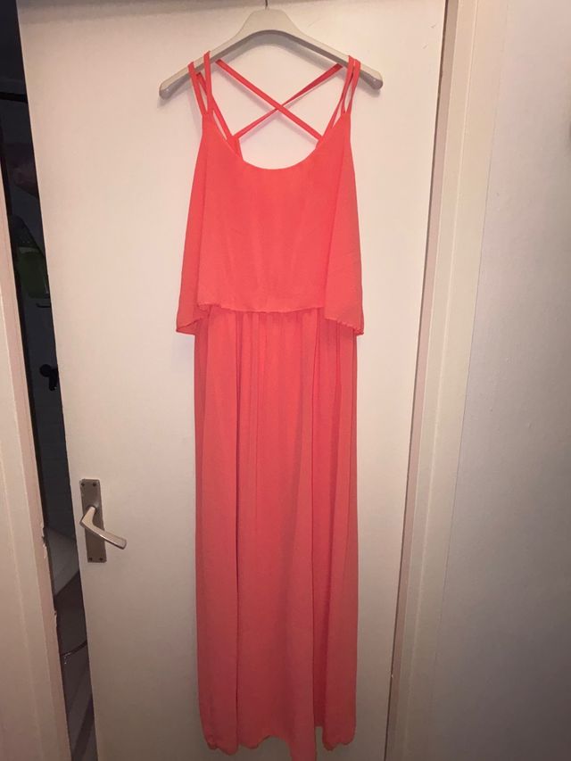 Vestido largo rosa salmón - gasa