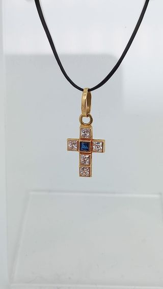 Colgante cruz oro 18k - cristales