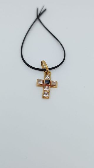 Colgante cruz oro 18k - cristales