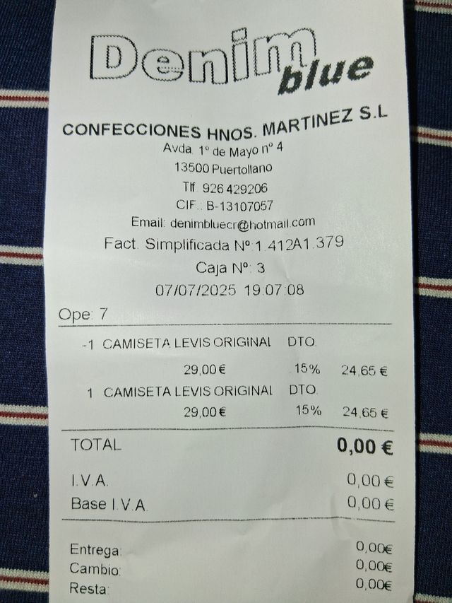 Camiseta Levis rayas azul marino M