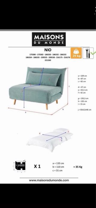 Sofá cama Nio Maisons du Monde