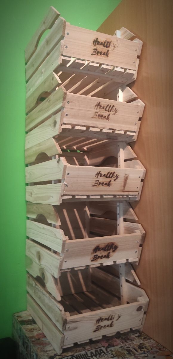 Estantería madera - Cajas almacenaje apilables