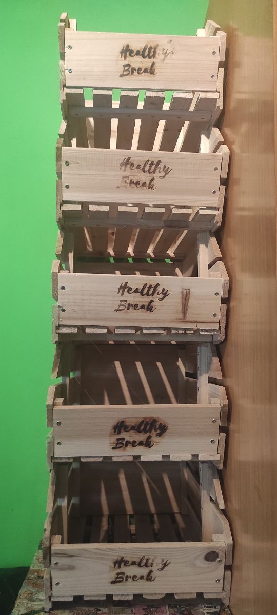 Estantería madera - Cajas almacenaje apilables