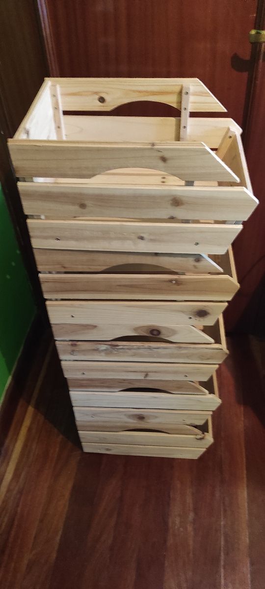 Estantería madera - Cajas almacenaje apilables