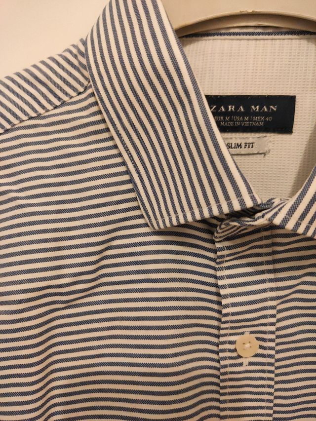Camicia Zara Uomo a righe blu e bianche Tg.M