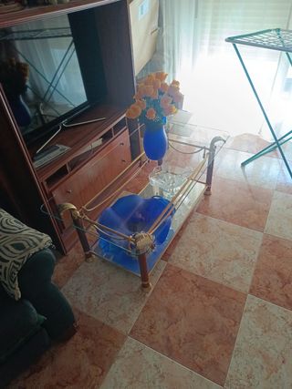 Mesa cristal dorada - salón