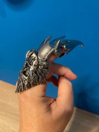 Anillo Gótico Garra Plata Ajustable