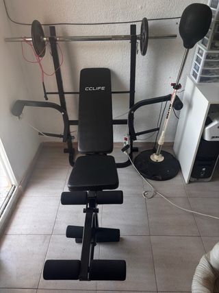 Banco musculación CClife y saco de boxeo