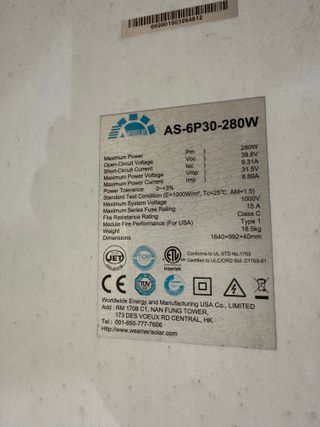 16 paneles solares de  280w e inversor 6500w