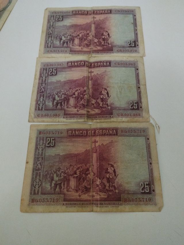 3 Billetes 25 Pesetas España 1929 ,350 E unidad