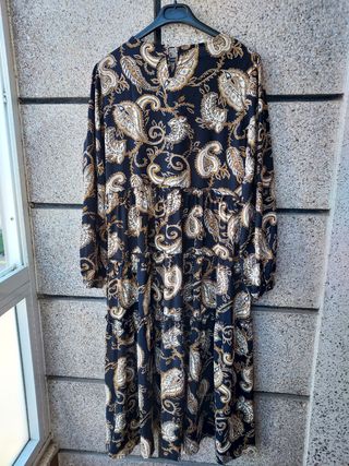 Vestido largo Love M negro y dorado - M