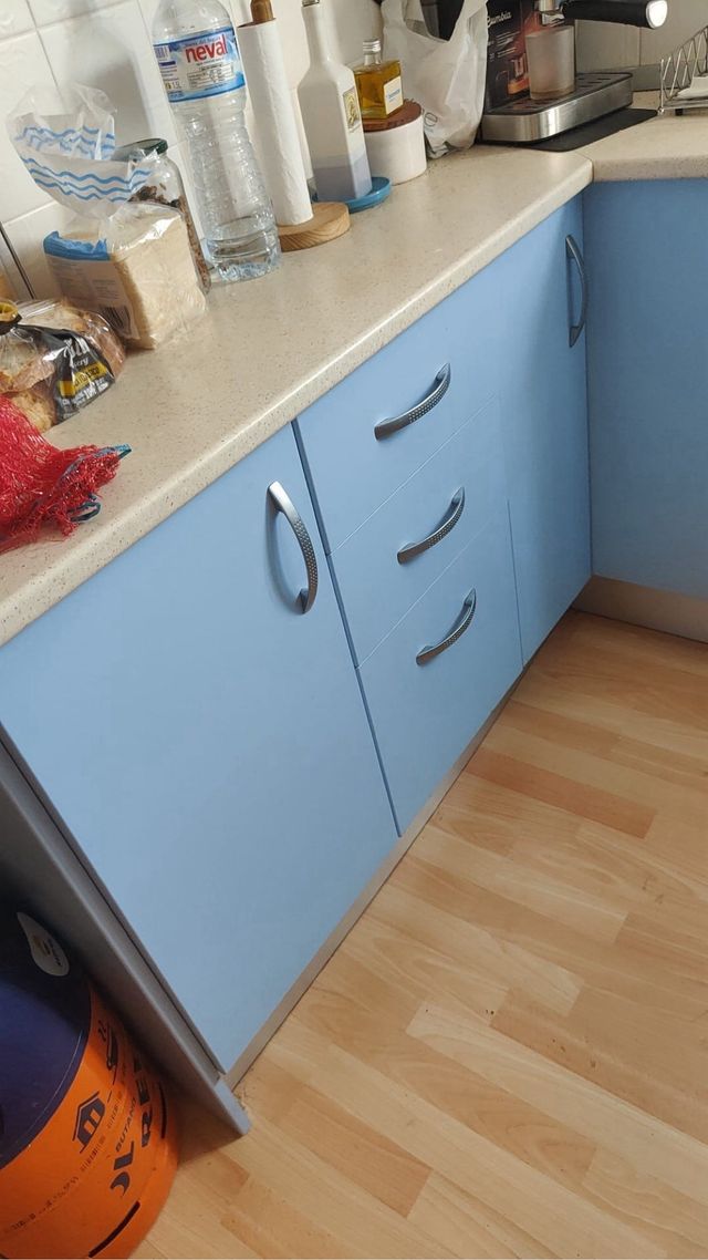 Muebles cocina azul