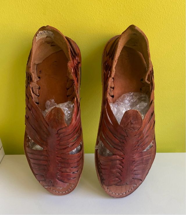 Huaraches artesanales marrones, talla 37