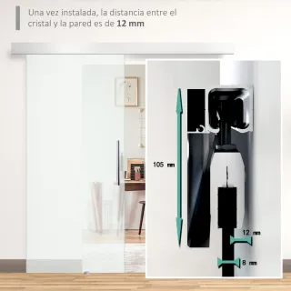 Puerta corredera cristal satinado 102x205cm