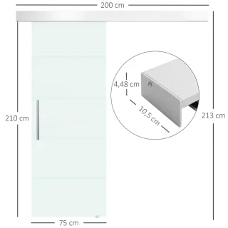 Puerta Corredera de Cristal Satinado 75x210 cm 