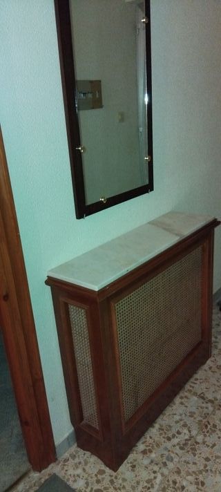 Mueble radiador  | Madera, mimbre y mármol