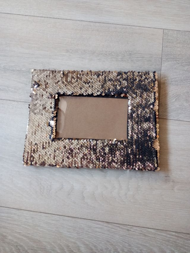 Marco fotos dorado lentejuelas