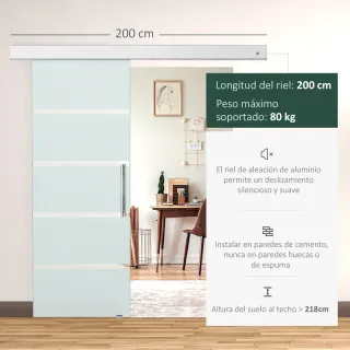  Puerta Corredera de Cristal 77,5x205 cm 