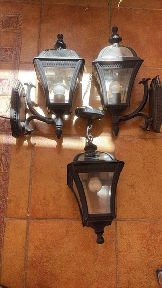 3 Faroles Exterior - Negro