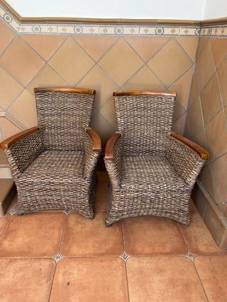 2 Sillones mimbre y ratan- Exterior
