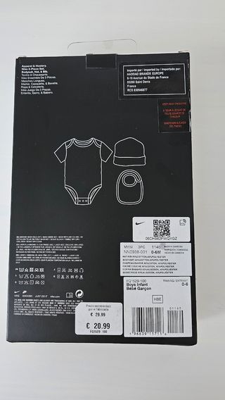 Conjunto Nike bebé 3 piezas 0-6 meses