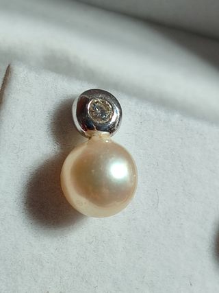 Pendientes oro blanco perlas diamantes