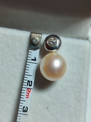 Pendientes oro blanco perlas diamantes